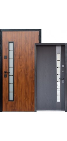 Вхідні двері в Будинок Magda Doors T.16 / 714 Золотий Дуб / Чорна текстура дерева