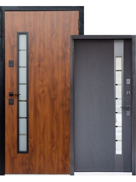 Вхідні двері  в Будинок Magda Doors T.16 / 714 Золотий Дуб / Чорна текстура дерева 