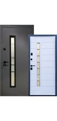 Вхідні двері в Будинок Magda Doors T.15 / 814 RAL 7024 / біле дерево