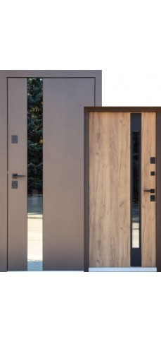 Вхідні двері в Будинок Magda Doors Т 4 / 815.2 Коричневий металік / Крафт золотий