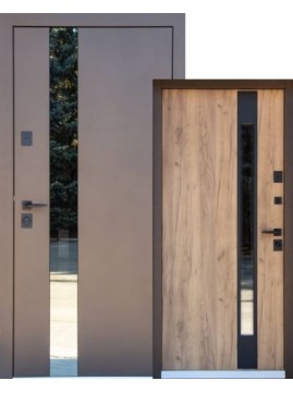 Вхідні двері  в Будинок Magda Doors Т 4 / 815.2  Коричневий металік / Крафт золотий 