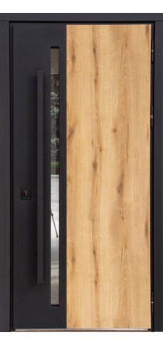 Входные двери в дом Magda Doors E.7 / 945 Крафт золотый / Чёрный металлик