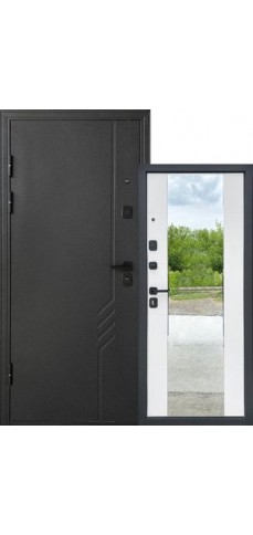 Входные двери в Дом Министерство Дверей Doors ГЕТЬМАНСКОЕ ЗЕРКАЛО Чёрный Муар / Белый мат