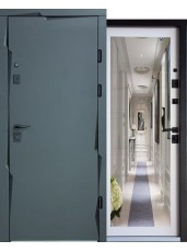 Вхідні двері  в Будинок Magda Doors Тип 3.2 / ПЧ 300 Вугілля / Емаль біла з дзеркалом 