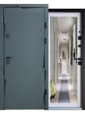 Вхідні двері  в Будинок Magda Doors Тип 3.2 / ПЧ 300 Вугілля / Емаль біла з дзеркалом 