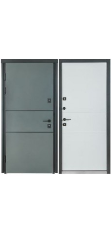 Входные двери Bulat Котедж Kale модель 703/237 metalic grey / уличная белый атласный