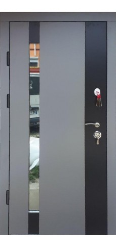 Вхідні двері редфорд композит Марсель з склопакетом антрацит чорна вставка/біле дерево